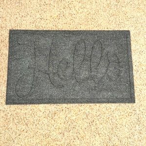 ✅ NWOT “HELLO” Cursive Stylish Welcome Mat Doormat Gray Non-Slip 29.5in x 18in